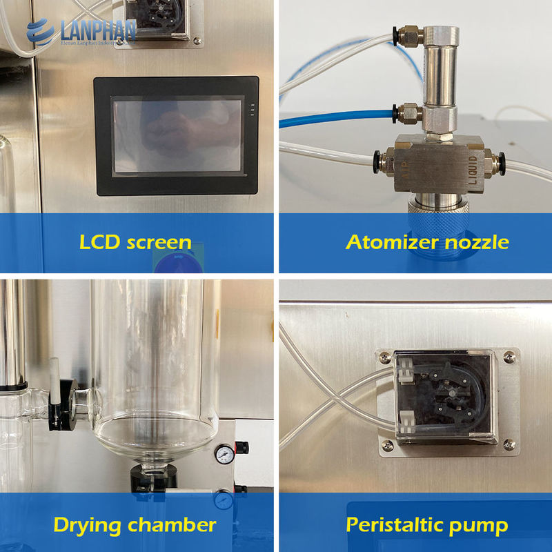 Macchina spray dryer da laboratorio mini, capacità 2L, materiale SUS304, potenza 3KW per latte in polvere di caffè