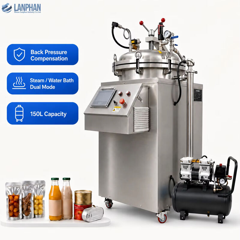 Autoclave per sterilizzazione di barattoli da 75L/100L/150L, piccola macchina per il trattamento termico nell'industria alimentare